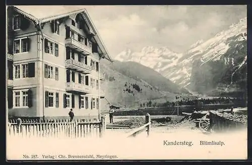 AK Kandersteg, Ortsansicht mit Blümlisalp