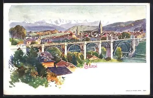 Lithographie Bern, Stadtblick mit Umland
