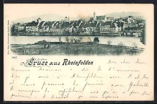 AK Rheinfelden, Ortspartie am Fluss