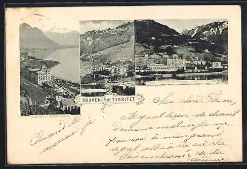 AK Territet, Gliou, Grand Hotel et le Rochers de Vaye, et la dent du Midi