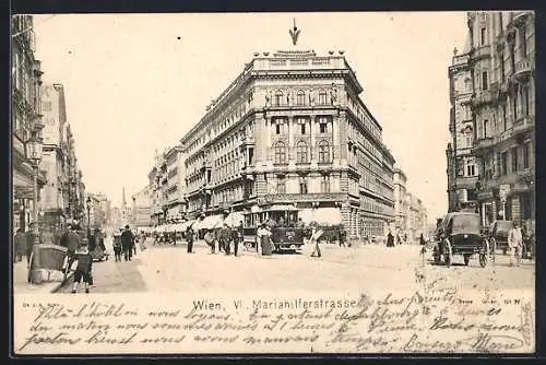 AK Wien, Mariahilferstrasse mit Hotel Kummer und Strassenbahn