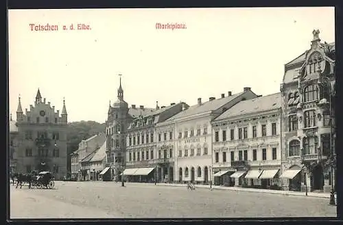 AK Tetschen a. d. Elbe, Marktplatz