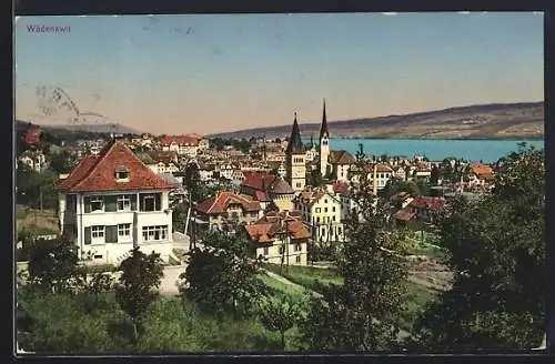 AK Wädenswil, Teilansicht mit Bäumen