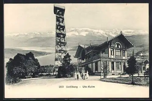 AK Zürich, Uetliberg mit Restaurant Uto-Kulm