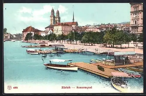AK Zürich, Motorbootsteg mit am Sonnenquai