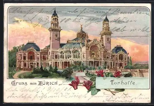 Lithographie Zürich, Blick auf die Tonhalle