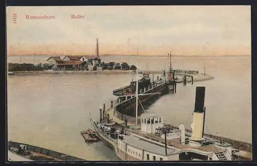 AK Romanshorn, Hafen mit Dampfer