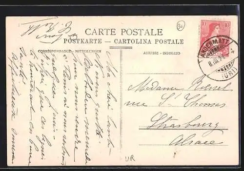 AK Andermatt, Teilansicht mit Kirche