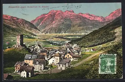 AK Andermatt, Hospenthal gegen den Ort mit Stöckli