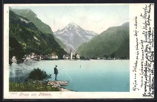 AK Flüelen, Angler am Seeufer