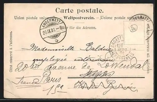 AK Andermatt, Ortsansicht mit dem Urnerloch, um 1900