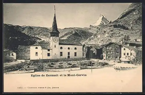 AK Zermatt, Eglise et le Mont-Cervin
