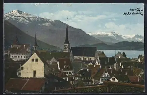AK Zug, Teilansicht mit Kirche