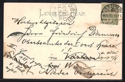 AK Veszprem, latkepe, Blick auf den Ort mit Kirche