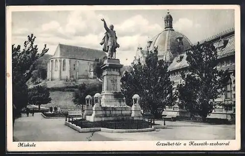 AK Miskolc, Erzsebet-ter a Kossuth-szoborral