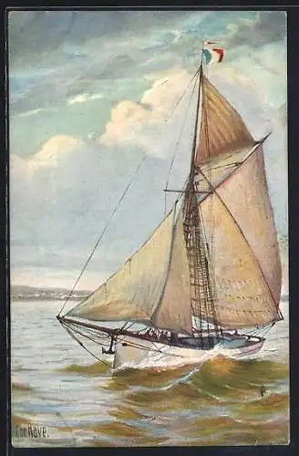 Künstler-AK Christopher Rave: Französische Segeljacht