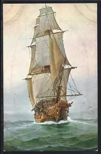Künstler-AK Christopher Rave: Marine-Galerie, Karte Nr. 221, Französisches Kriegsschiff Le Lion, 1782