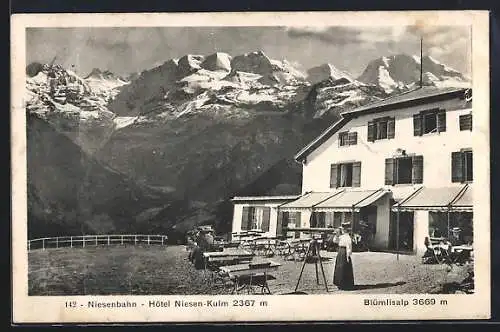 AK Blümlisalp, Niesenbahn, Hotel Niesen-Kulm