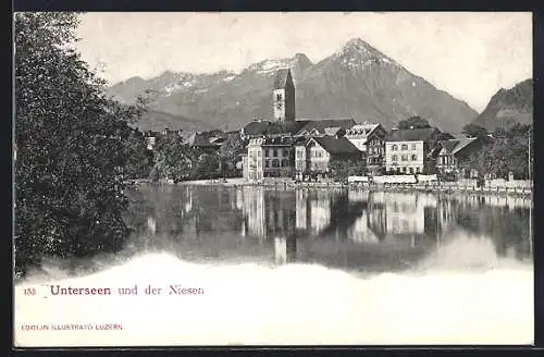 AK Unterseen, Panorama mit dem Niesen