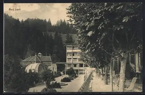 AK Bad Lenk, Ortspartie mit Cafe