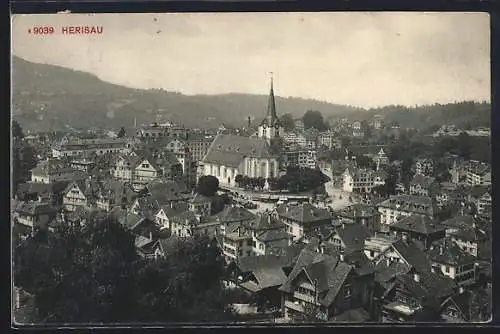 AK Herisau, Teilansicht mit Kirche