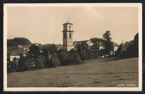 AK Heiden, Ortspartie mit Turm