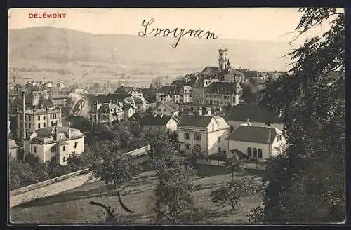 AK Delémont, Teilansicht mit Strassenpartie