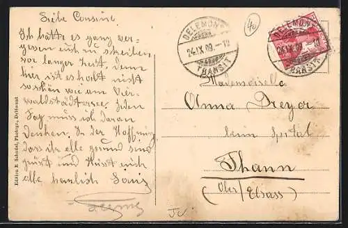 AK Delémont, Teilansicht mit Strassenpartie