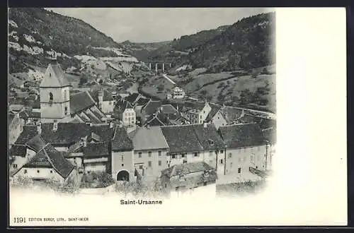 AK Saint-Ursanne, Teilansicht mit Kirche