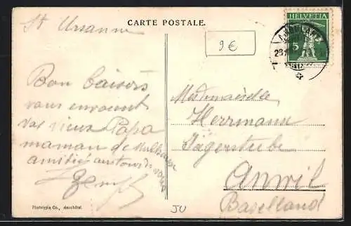 AK St. Ursanne /Jura Bernois, Teilansicht mit Kirche