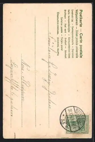 Präge-AK Jahreszahl 1904 mit Kleeblättern, Prosit Neujahr