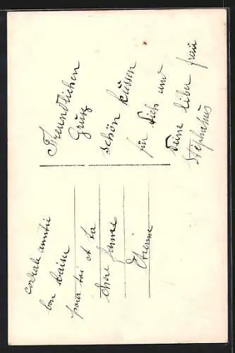 AK 1. April, Dame mit Fischen im Kescher