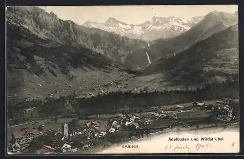 AK Adelboden, Ortsansicht mit Wildstrubel