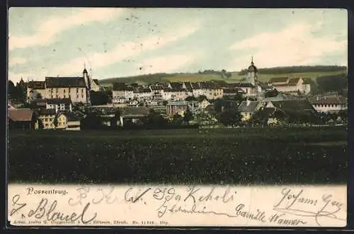 AK Porrentruy, Ortsansicht aus der Vogelschau