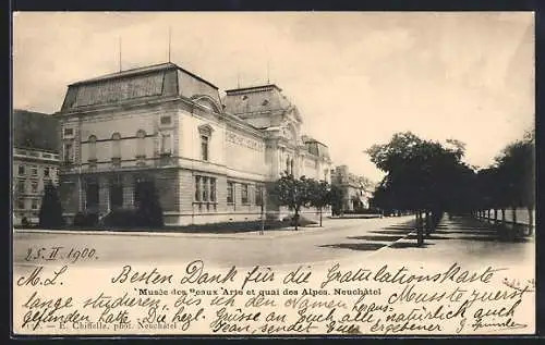 AK Neuchâtel, Musée des Beaux Arts et quai des Alpes