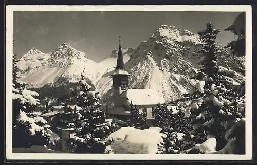 AK Arosa, Ortsansicht im Schnee