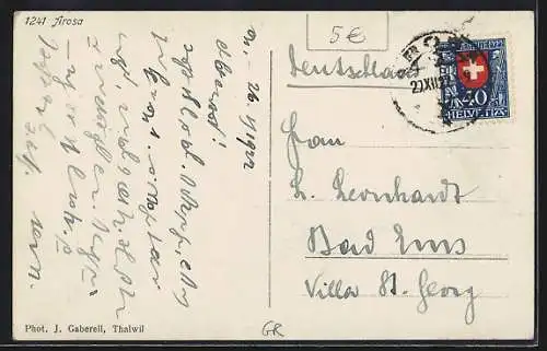 AK Arosa, Ortsansicht im Schnee