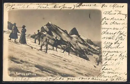 AK Titlis, Rotegg am Titlis, Bergsteiger auf dem Weg zum Gipfel