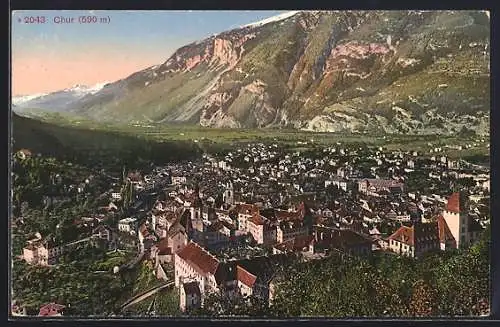 AK Chur, Ortsansicht mit Bergpanorama