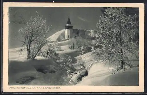AK Davos, Frauenkirchli, Kirche im Winterschmuck