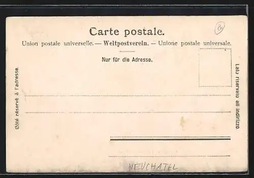 AK Neuchâtel, Collegiale et statue de Faren