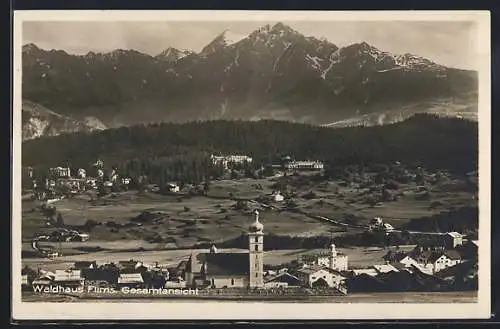 AK Flims, Ortsansicht mit Bergpanorama