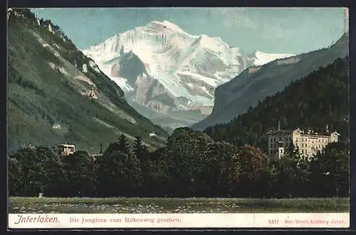 AK Interlaken, Jungfrau vom Höhenweg gesehen