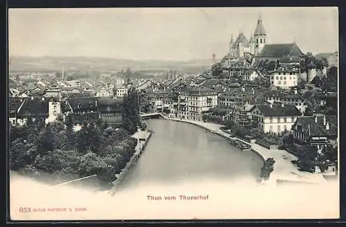 AK Thun, Teilansicht mit Schloss vom Thunerhof aus