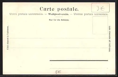 AK Thun, Teilansicht mit Kirche und den Alpen