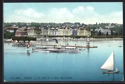 AK Genève, La Jetée et le Quai du Léman