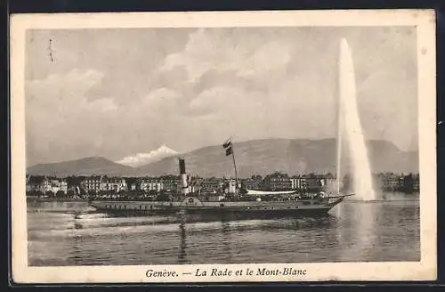 AK Genéve, Rade et le Vapeur Aigle et le Mont-Blanc