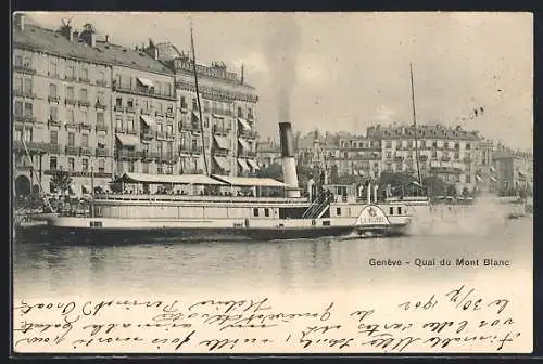 AK Genève / Genf, Depart du Bâteau, Raddampfer La Suisse