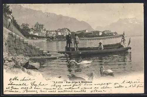AK Montreux, Panorama mit Booten