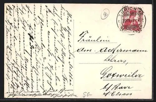 AK Weesen am Wallensee, Teilansicht mit Leistkamm und der Alvierkette